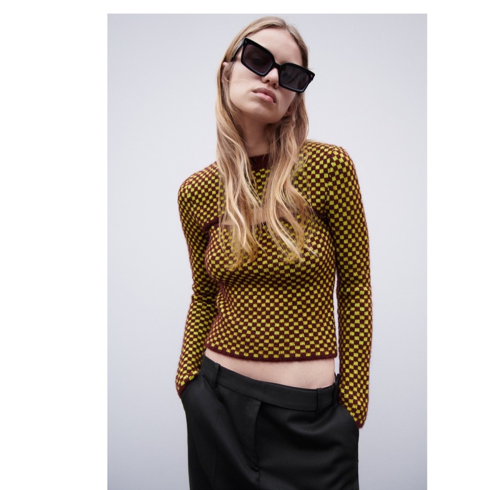 ZARA🛹90s Vibe Cut Out Sweater Top💛Womens Sz M